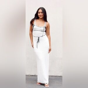 For Love & Lemons Mayfair Crochet Ribbons Trims Maxi Dress